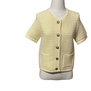 Joie Vanilla Chunky Knit Short Sleeve Button Cardigan